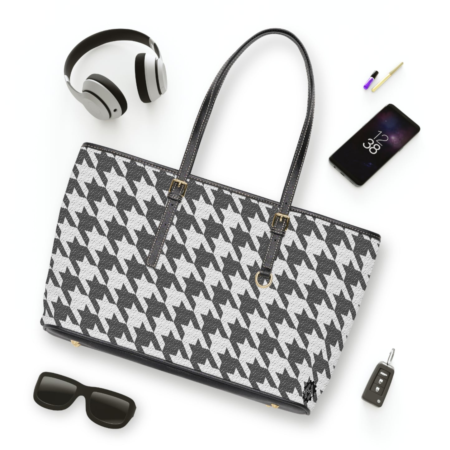 FUCK JOE BIDEN HOUNDSTOOTH PU Leather Shoulder Bag