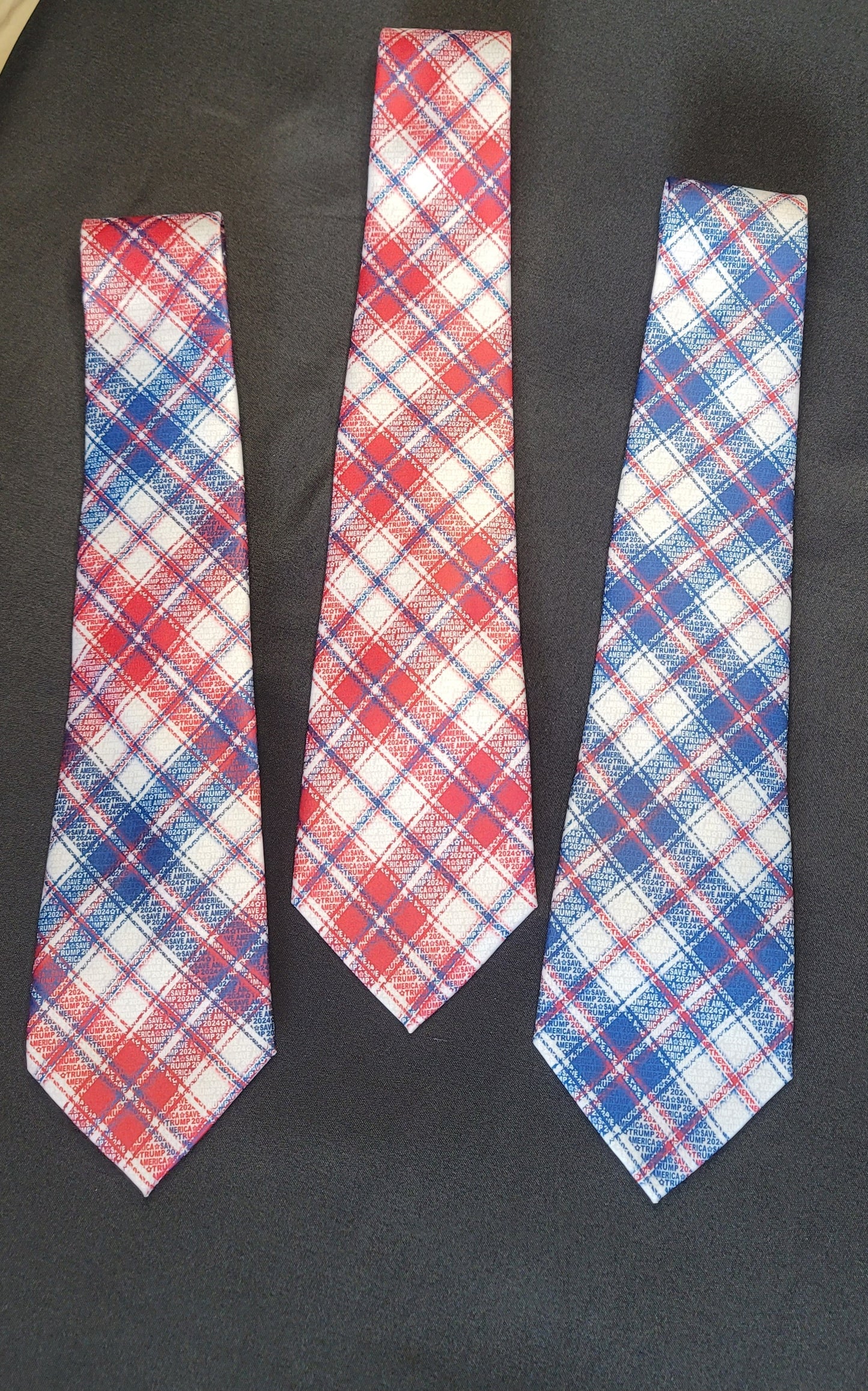 TRUMP 2024 SAVE AMERICA Tie~ Optical Illusion Speakeasy Plaid {Buy 2 get 3rd 50%OFF}