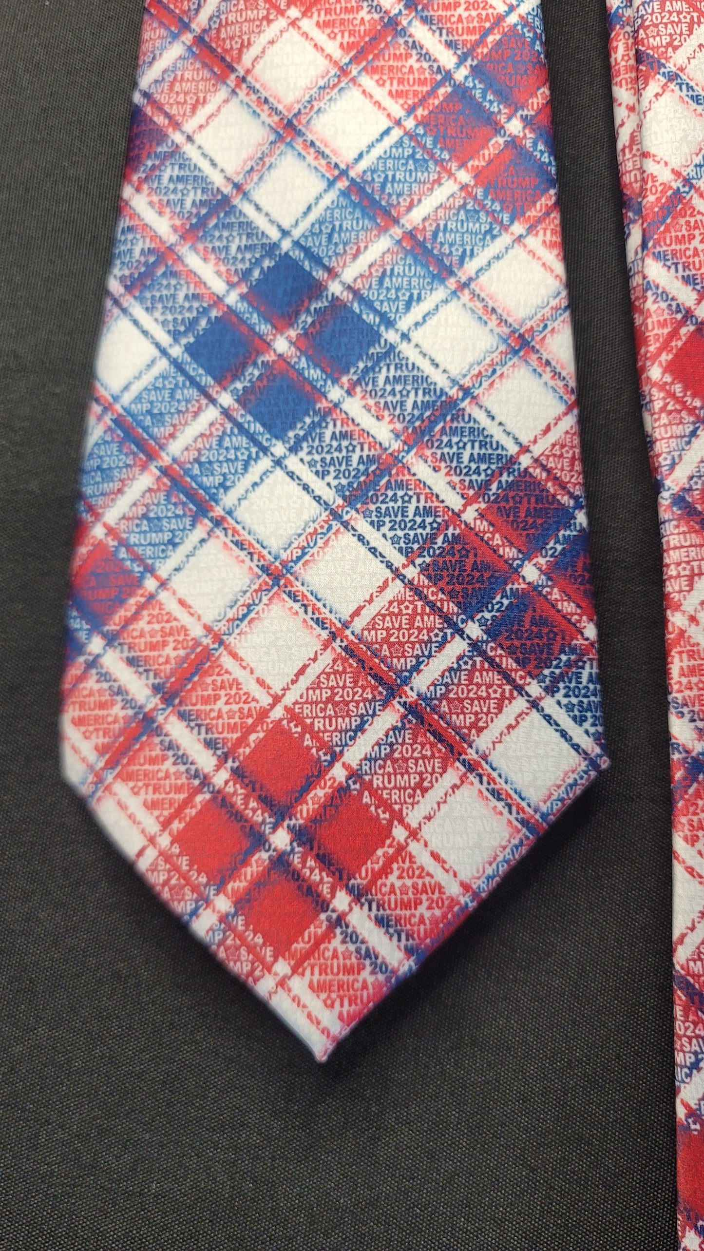 TRUMP 2024 SAVE AMERICA Tie~ Optical Illusion Speakeasy Plaid {Buy 2 get 3rd 50%OFF}