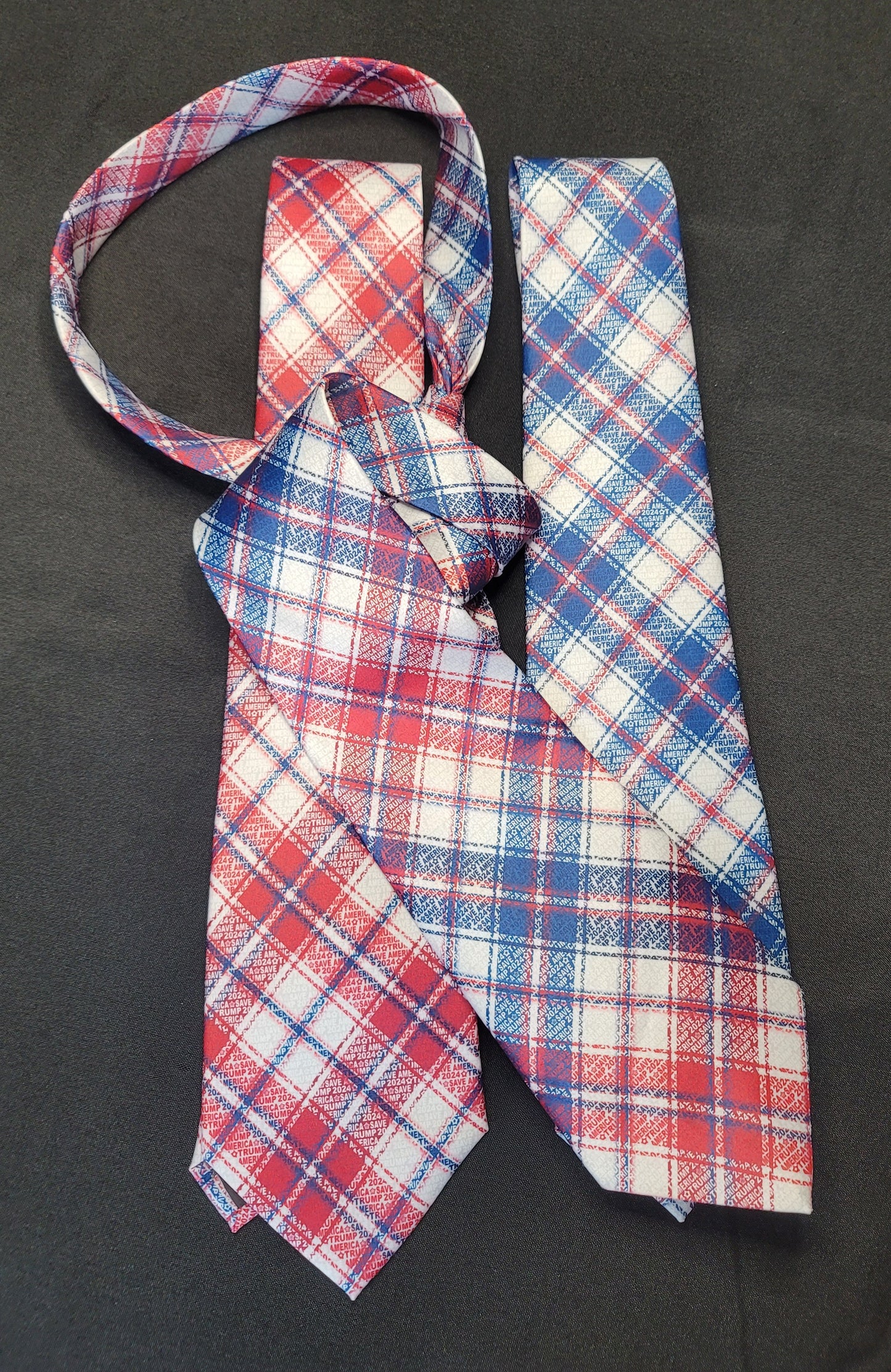 TRUMP 2024 SAVE AMERICA Tie~ Optical Illusion Speakeasy Plaid {Buy 2 get 3rd 50%OFF}