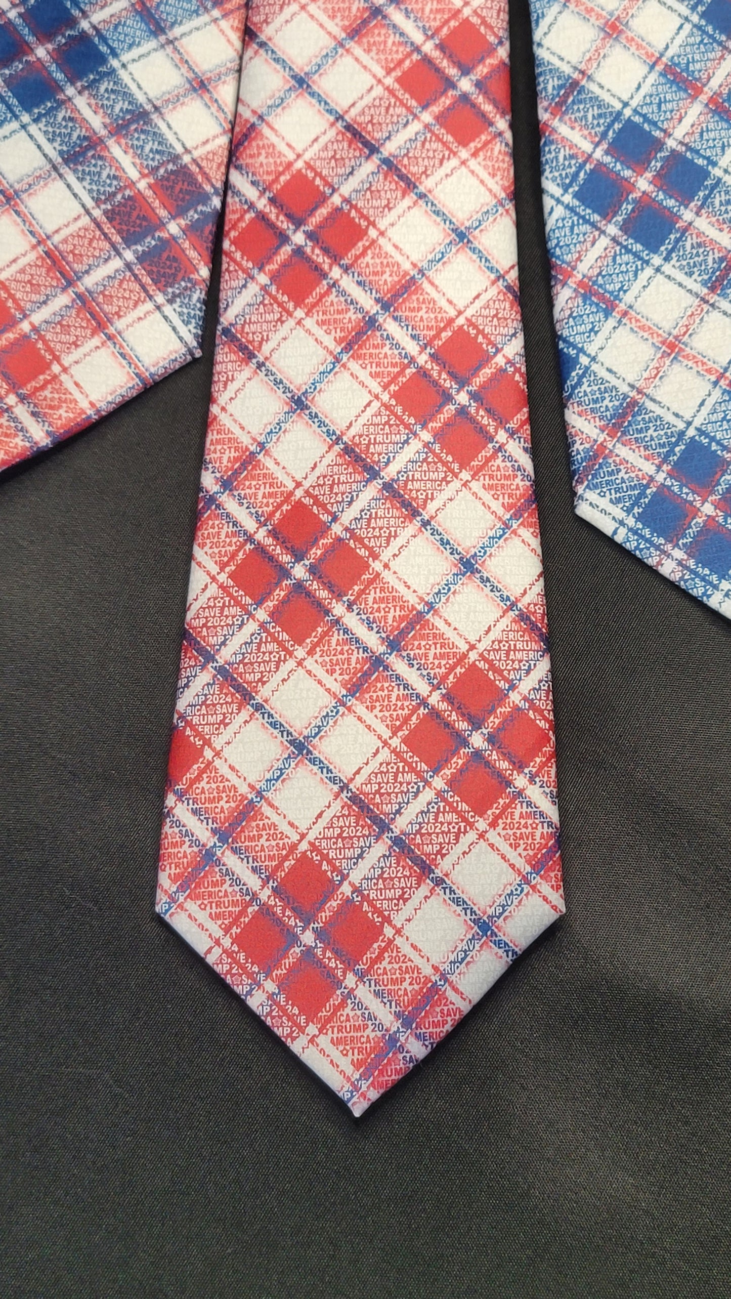 TRUMP 2024 SAVE AMERICA Tie~ Optical Illusion Speakeasy Plaid {Buy 2 get 3rd 50%OFF}