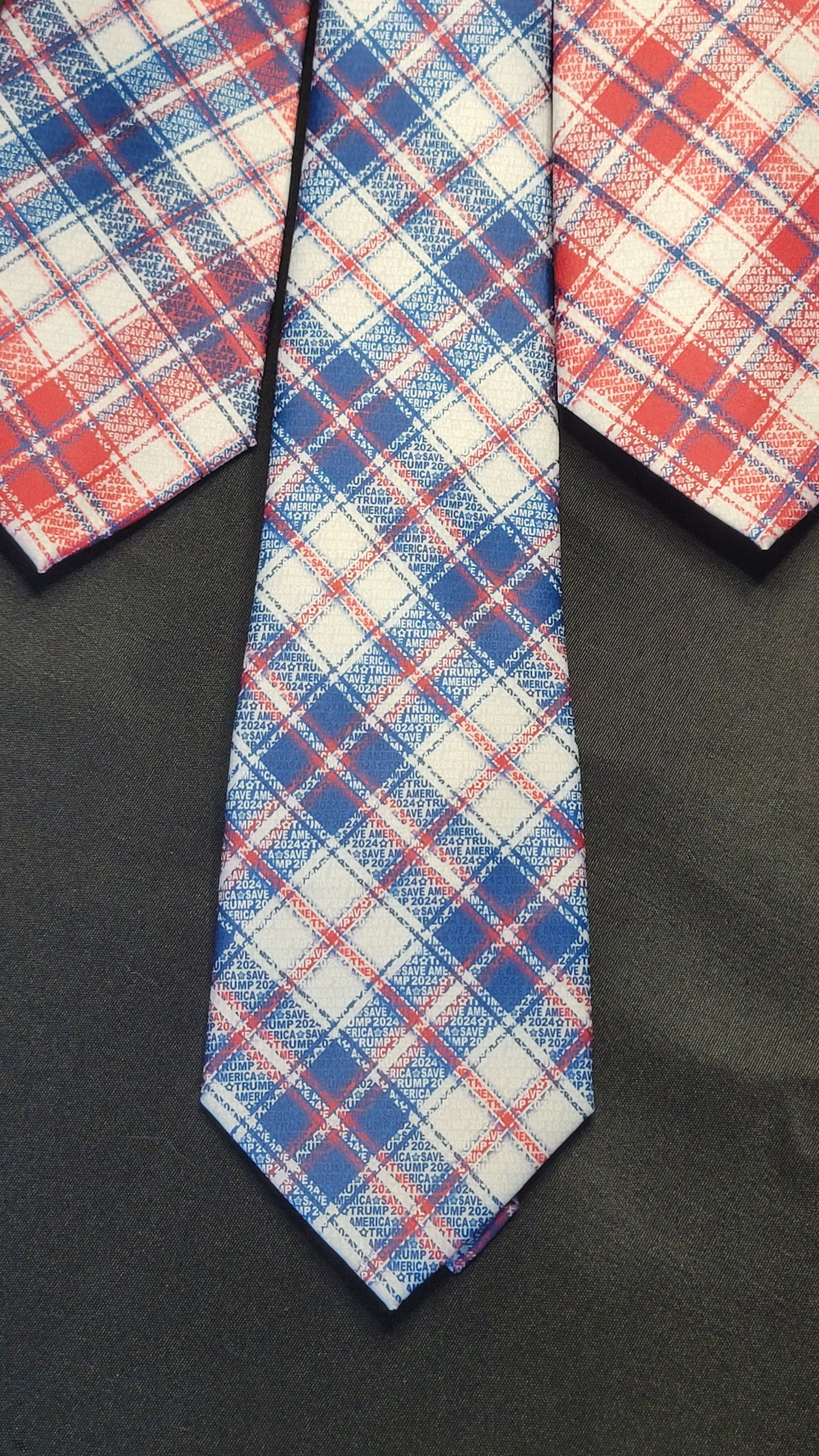 TRUMP 2024 SAVE AMERICA Tie~ Optical Illusion Speakeasy Plaid {Buy 2 get 3rd 50%OFF}