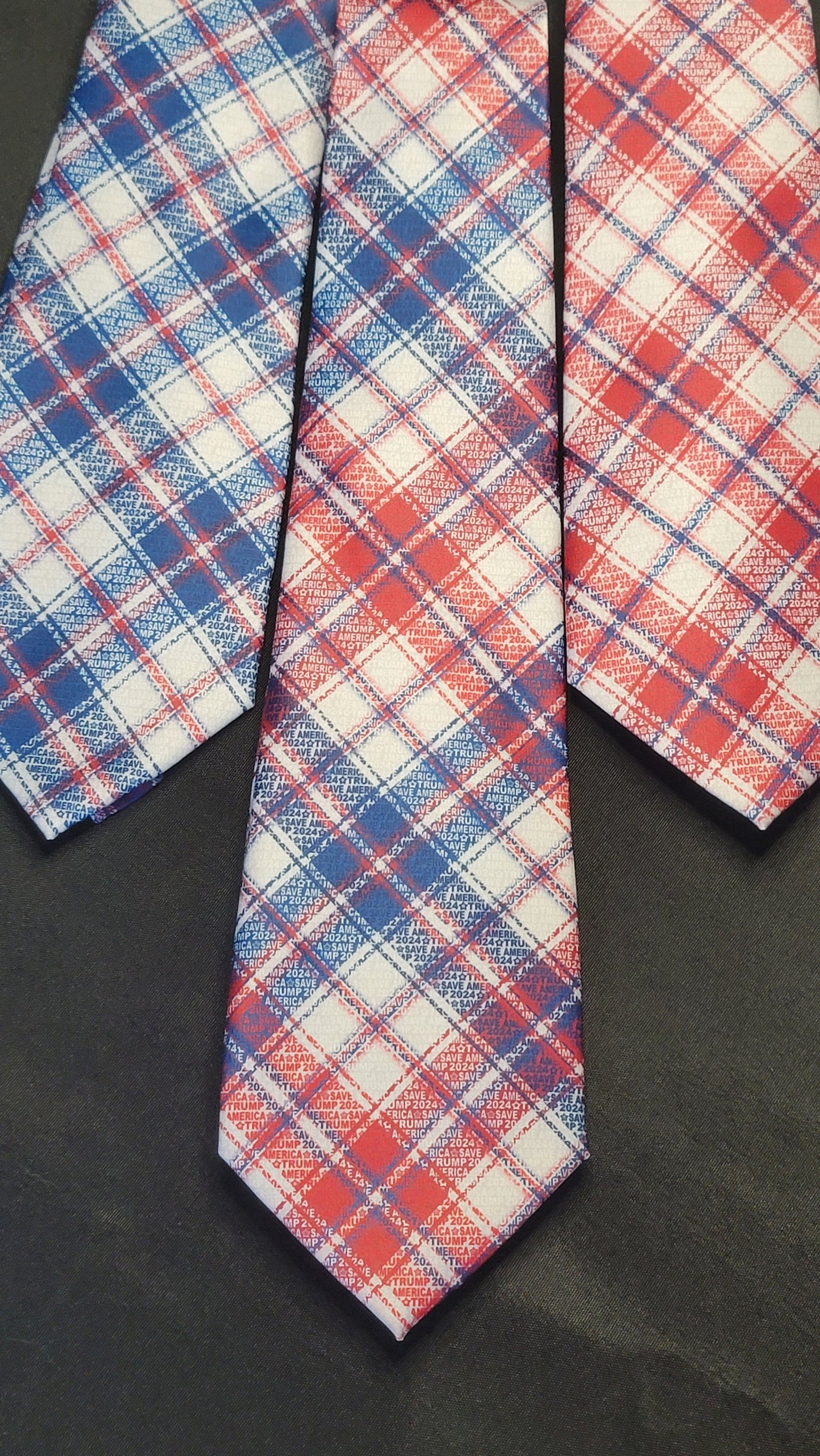 TRUMP 2024 SAVE AMERICA Tie~ Optical Illusion Speakeasy Plaid {Buy 2 get 3rd 50%OFF}